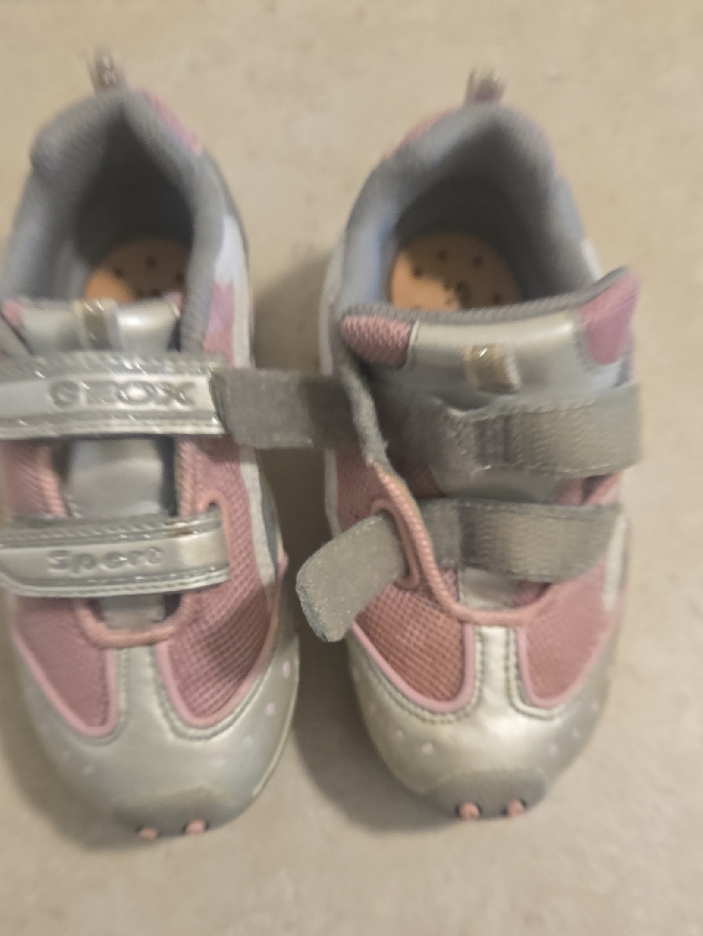 Geox Girls Pink and Silver Hook-and-Loop Sneakers